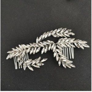 Handmade silver crystal bridal hair comb